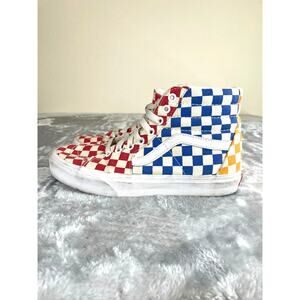 Vans SK8-Hi Sneakers Men 6 Women 7.5 Canvas Checkered Multicolor Unisex High Top